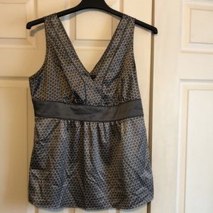 Grey and white satiny summer blouse